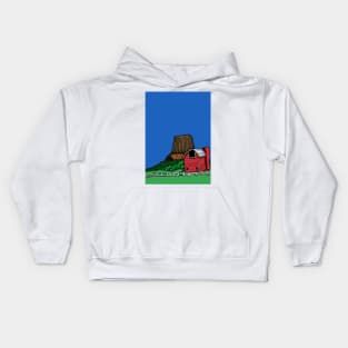 Devils Tower Wyoming and a Red Barn Kids Hoodie